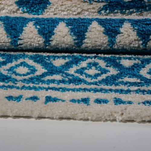 Damask Trellis Turquoise Ivory Area Rug 5'2" x 7' 5"