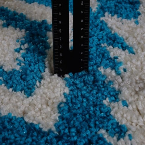 Damask Trellis Turquoise Ivory Area Rug 5'2" x 7' 5"