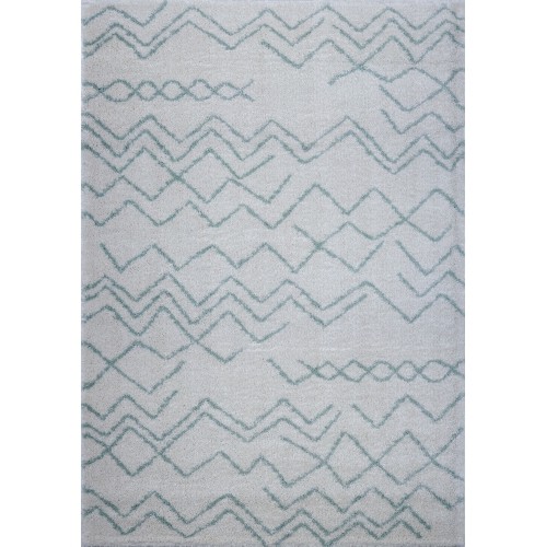 LA Dole Shaggy Moroccan 6'5" x 9'5" Rectangle Area Rug - Ivory/Aqua Green