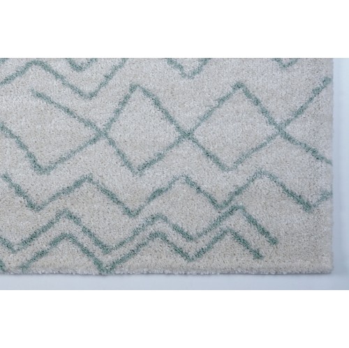 LA Dole Shaggy Moroccan 6'5" x 9'5" Rectangle Area Rug - Ivory/Aqua Green