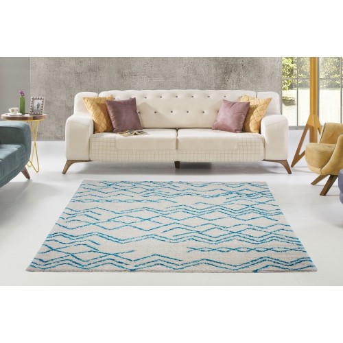 LA DOLE RUGS  La Dole Shaggy Moroccan 6'5" X 9'5" Rectangle Area Rug - Ivory/turquoise