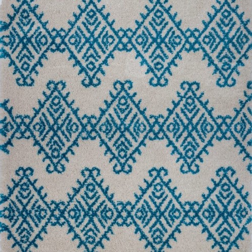 Oriental Shaggy Turquoise Ivory Area Rug 6'5" x 9'5"