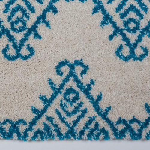 Oriental Shaggy Turquoise Ivory Area Rug 6'5" x 9'5"