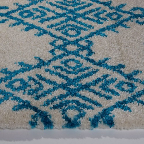 Oriental Shaggy Turquoise Ivory Area Rug 6'5" x 9'5"