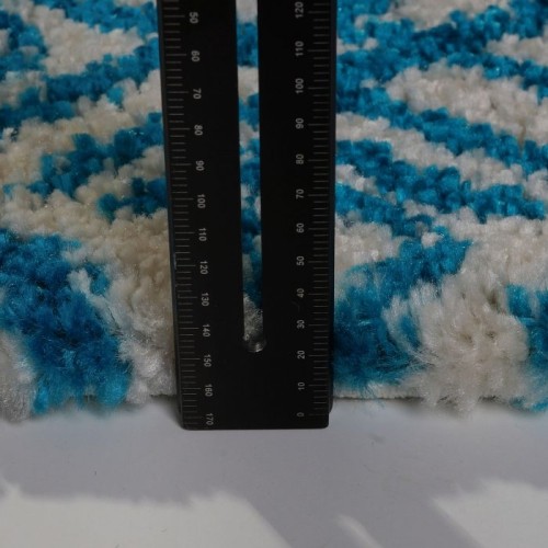 Oriental Shaggy Turquoise Ivory Area Rug 6'5" x 9'5"