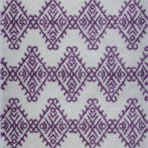 Carpette Oriental Shaggy, ivoire et violet, 5 pi 2 po x 7 pi 5 po