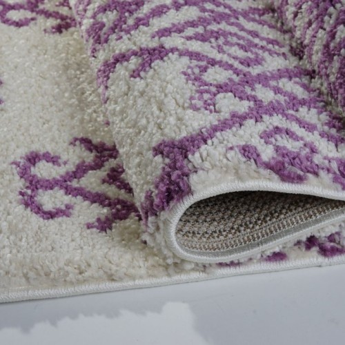 Carpette Oriental Shaggy, ivoire et violet, 5 pi 2 po x 7 pi 5 po
