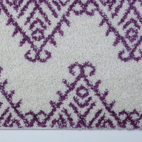 Oriental Shaggy Ivory Purple Area Rug 6'5" x 9'5"