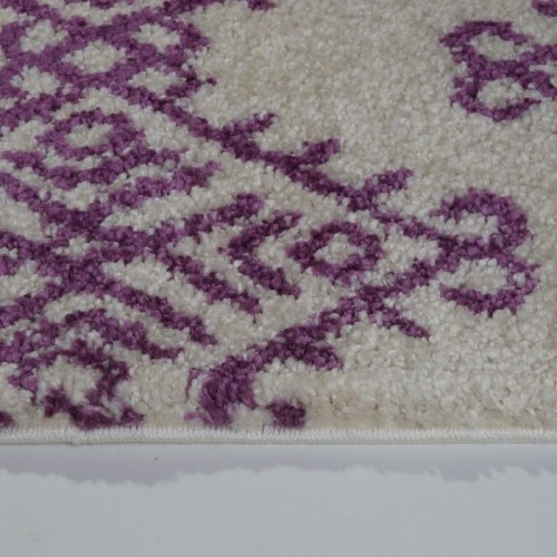 Oriental Shaggy Ivory Purple Area Rug 6'5" x 9'5"