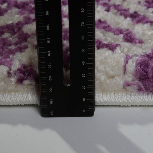 Oriental Shaggy Ivory Purple Area Rug 6'5" x 9'5"