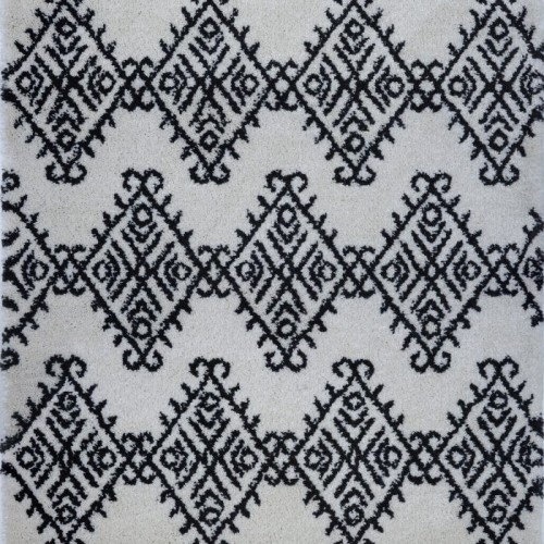 Oriental Shaggy Ivory Dark Gray Area Rug 5'2" x 7' 5"