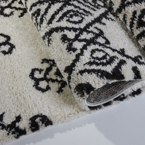 Oriental Shaggy Ivory Dark Gray Area Rug 5'2" x 7' 5"