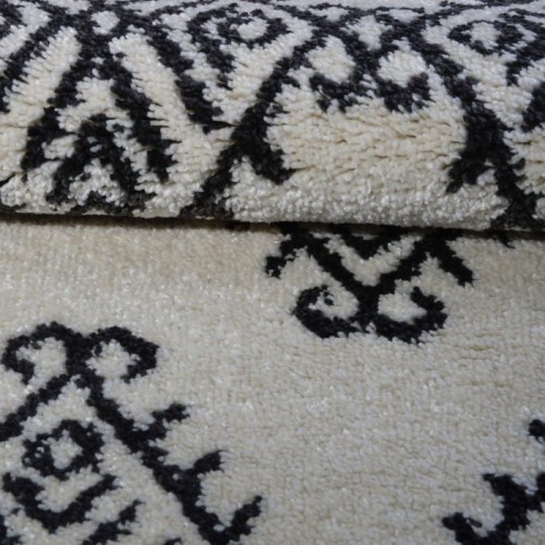 Oriental Shaggy Ivory Dark Gray Area Rug 5'2" x 7' 5"