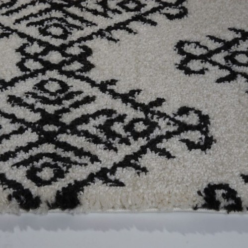 Oriental Shaggy Ivory Dark Gray Area Rug 5'2" x 7' 5"