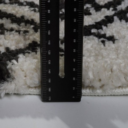 Oriental Shaggy Ivory Dark Gray Area Rug 5'2" x 7' 5"