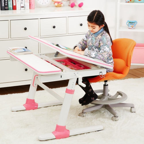PLATO Kids Desk | Study Desk for Kids / High School Students | Children Table | Pink Study Table