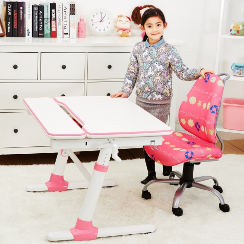 PLATO Kids Desk | Study Desk for Kids / High School Students | Children Table | Pink Study Table