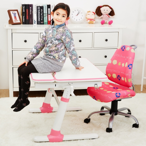 PLATO Kids Desk | Study Desk for Kids / High School Students | Children Table | Pink Study Table