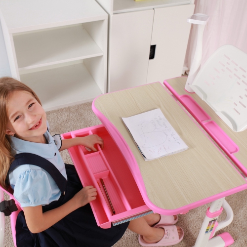 GALILEO Kids Desk and Chair Set | Ergonomic Children's Desk | Kids Table with upgraded Chair | Pink Arts Table w/Tilt Feature