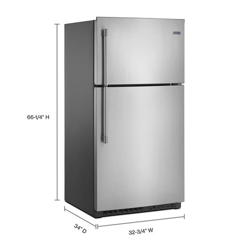 Réfrigérateur à congélateur supérieur 21 pi³ 33 po avec éclairage DEL de Maytag - Inox