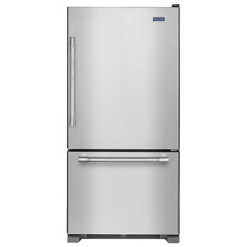 Réfrigérateur à congélateur inférieur 19 pi³ 30 po avec éclairage DEL de Maytag - Inox