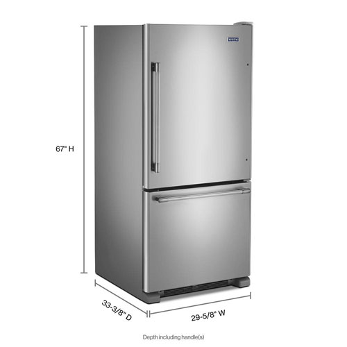 Réfrigérateur à congélateur inférieur 19 pi³ 30 po avec éclairage DEL de Maytag - Inox