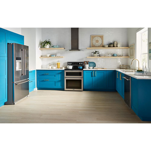 Cuisinière électrique autonome lisse 5 éléments/double four conv. 30 po de Maytag-Inox