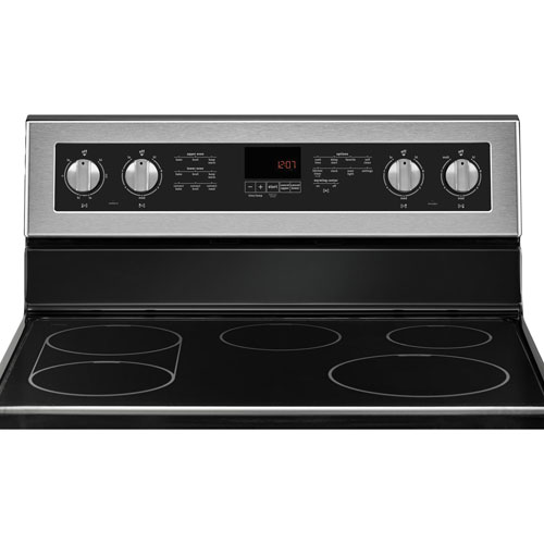 Cuisinière électrique autonome lisse 5 éléments/double four conv. 30 po de Maytag-Inox