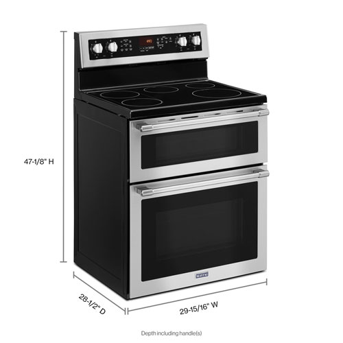 Cuisinière électrique autonome lisse 5 éléments/double four conv. 30 po de Maytag-Inox