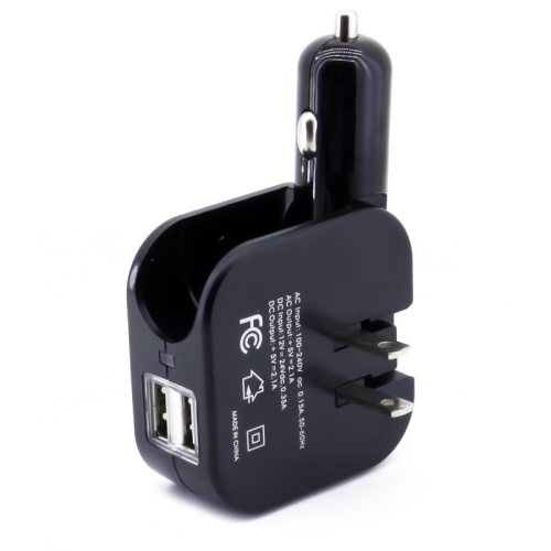 axGear USB Charger for Car DC Cigarette Lighter Power Home Wall AC Adapter Plug 2A