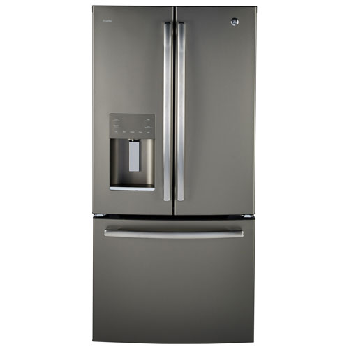 Réfrigérateur deux portes/profondeur comptoir 17,5 pi³ 33 po Profile de GE - Ardoise
