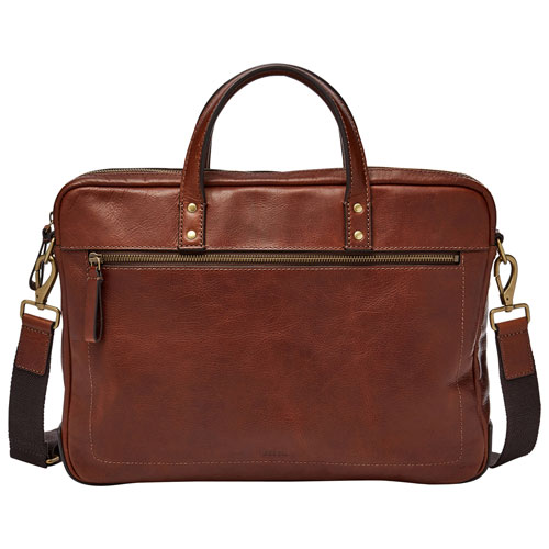 cognac leather briefcase