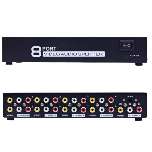 axGear Video Audio 3 RCA Composite AV 8 Ports Selector 8-Way Splitter Box New