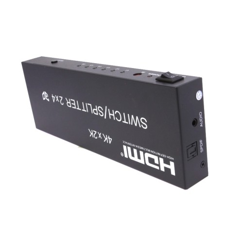 axGear HDMI 2X4 3D True Matrix Switch Splitter 2 In 4 Out HD Display Selector W/ Remote 4K