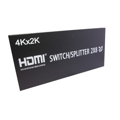 axGear HDMI 2X8 3D True Matrix Switch Splitter 2 In 8 Out HD Display Selector W/ Remote 4K