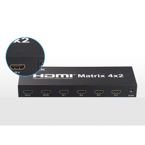 axGear HDMI 4X2 3D True Matrix Switch Splitter 4 In 2 Out HD Display Selector W/ Remote 4K
