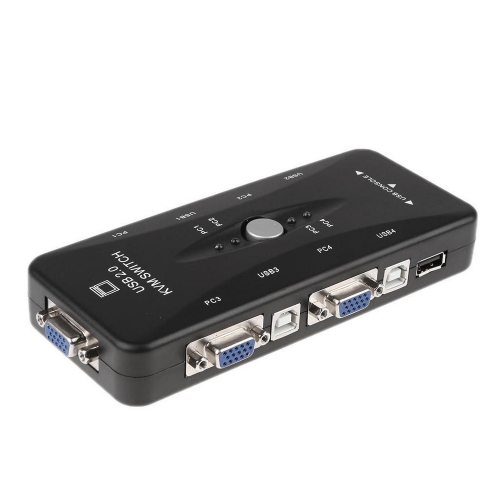 axGear USB 2.0 KVM Switch 4 Port W 4 Set Cable For Mouse Keyboard Monitor Sharing