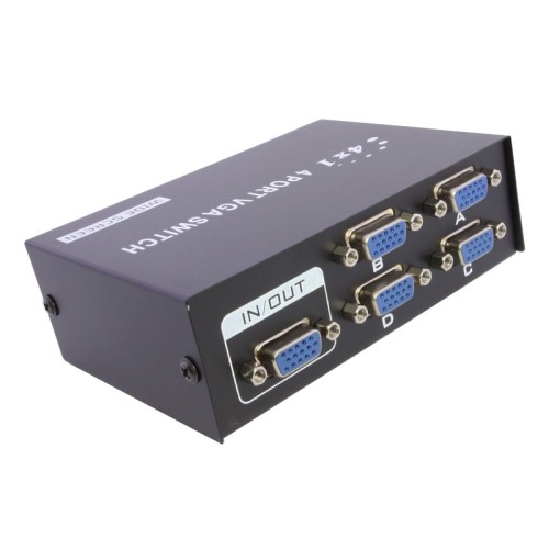axGear VGA Switch 4 Port SVGA Monitor Sharing Box 4 In 1 Out LCD Selector