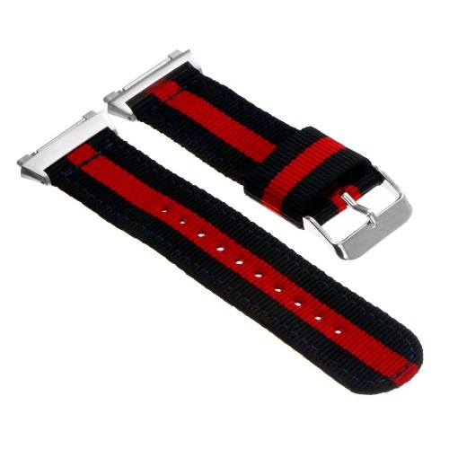 StrapsCo Ballistic Nylon NATO Watch Strap Band for Fitbit Ionic in Red and Black