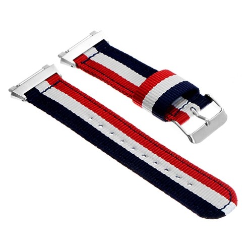 StrapsCo Ballistic Nylon NATO Watch Strap Band for Fitbit Ionic in Blue White and Red