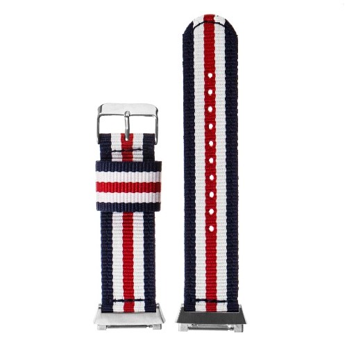 StrapsCo Ballistic Nylon NATO Watch Strap Band for Fitbit Ionic in Blue White and Red