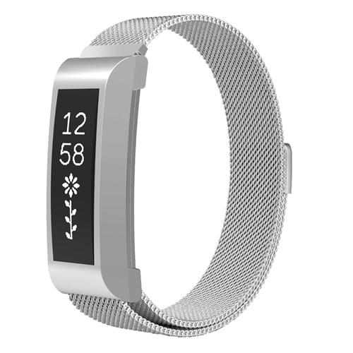 StrapsCo Milanese Mesh Bracelet w/ Case Protector Replacement Band Strap for Fitbit Alta & HR in Silver