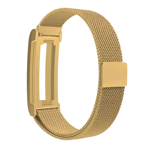 StrapsCo Milanese Mesh Bracelet w/ Case Protector Replacement Band Strap for Fitbit Alta & HR in Yellow Gold