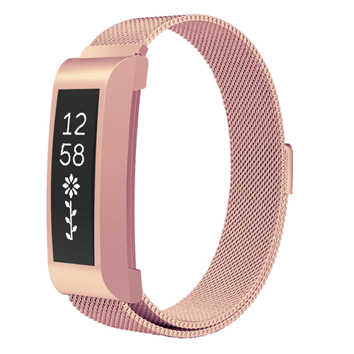 StrapsCo Milanese Mesh Bracelet w/ Case Protector Replacement Band Strap for Fitbit Alta & HR in Rose Gold