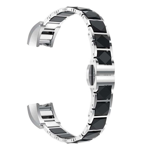 StrapsCo Creramic and Stainless Steel Bracelet for Fitbit Alta & HR in Silver and Black