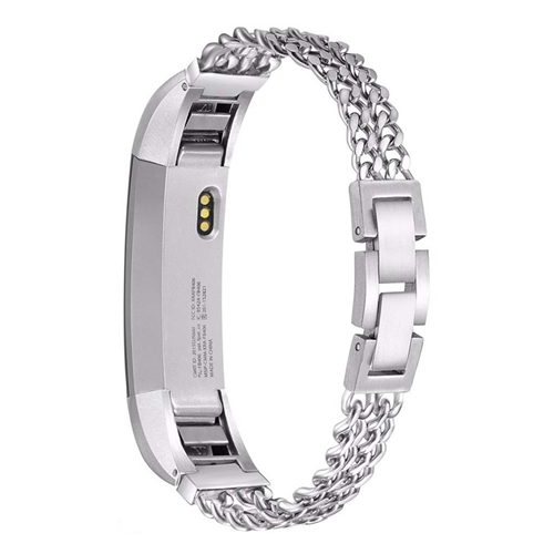StrapsCo Chain Link Bracelet Band Strap for Fitbit Alta & HR in Sliver