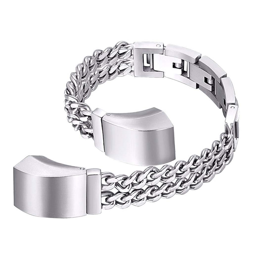 StrapsCo Chain Link Bracelet Band Strap for Fitbit Alta & HR in Sliver