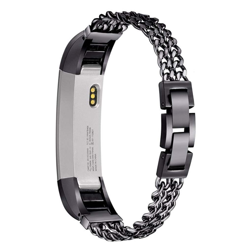 StrapsCo Chain Link Bracelet Band Strap for Fitbit Alta & HR in Black