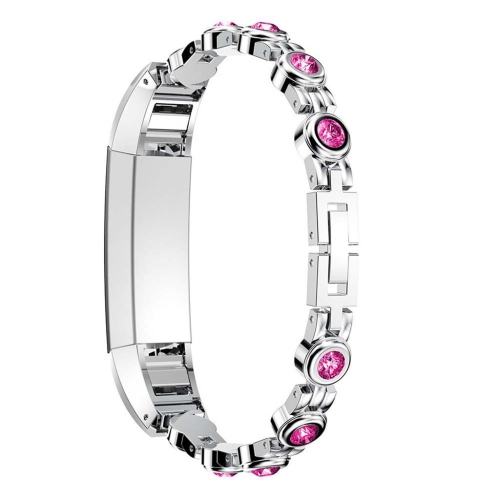 StrapsCo Stainless Steel Metal with Pink Rhinestones Bracelet Band Strap for Fitbit Alta & HR in Silver
