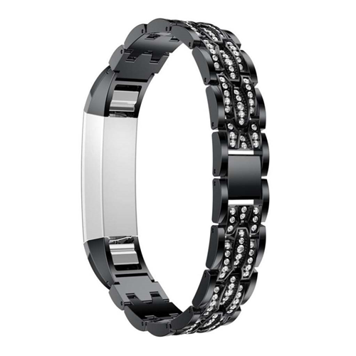 StrapsCo White Rhinestone Bracelet Band Strap for Fitbit Alta & HR in Black